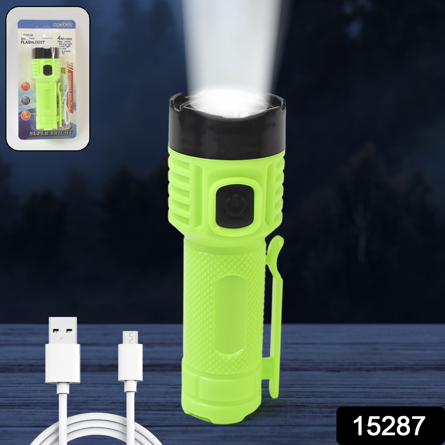 Wukusy 4-mode super bright LED torch with high lumens, fast charging, handheld flashlight for home improvement tasks.