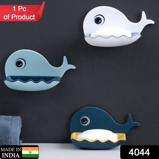 Wukusy fish-shaped double-layer waterproof wall-mounted soap holder rack for bathroom or kitchen shower wall.