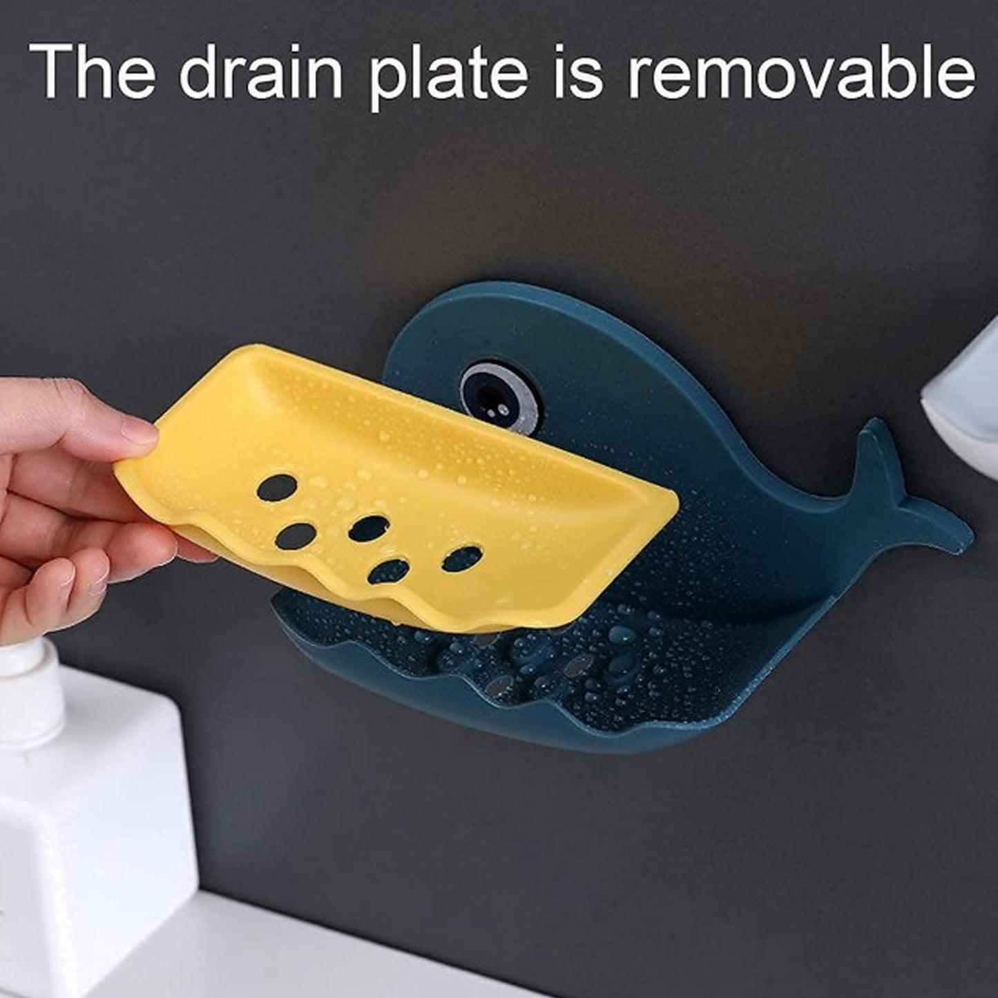 Wukusy fish-shaped double layer waterproof wall-mounted soap holder rack for bathroom shower or kitchen wall storage.