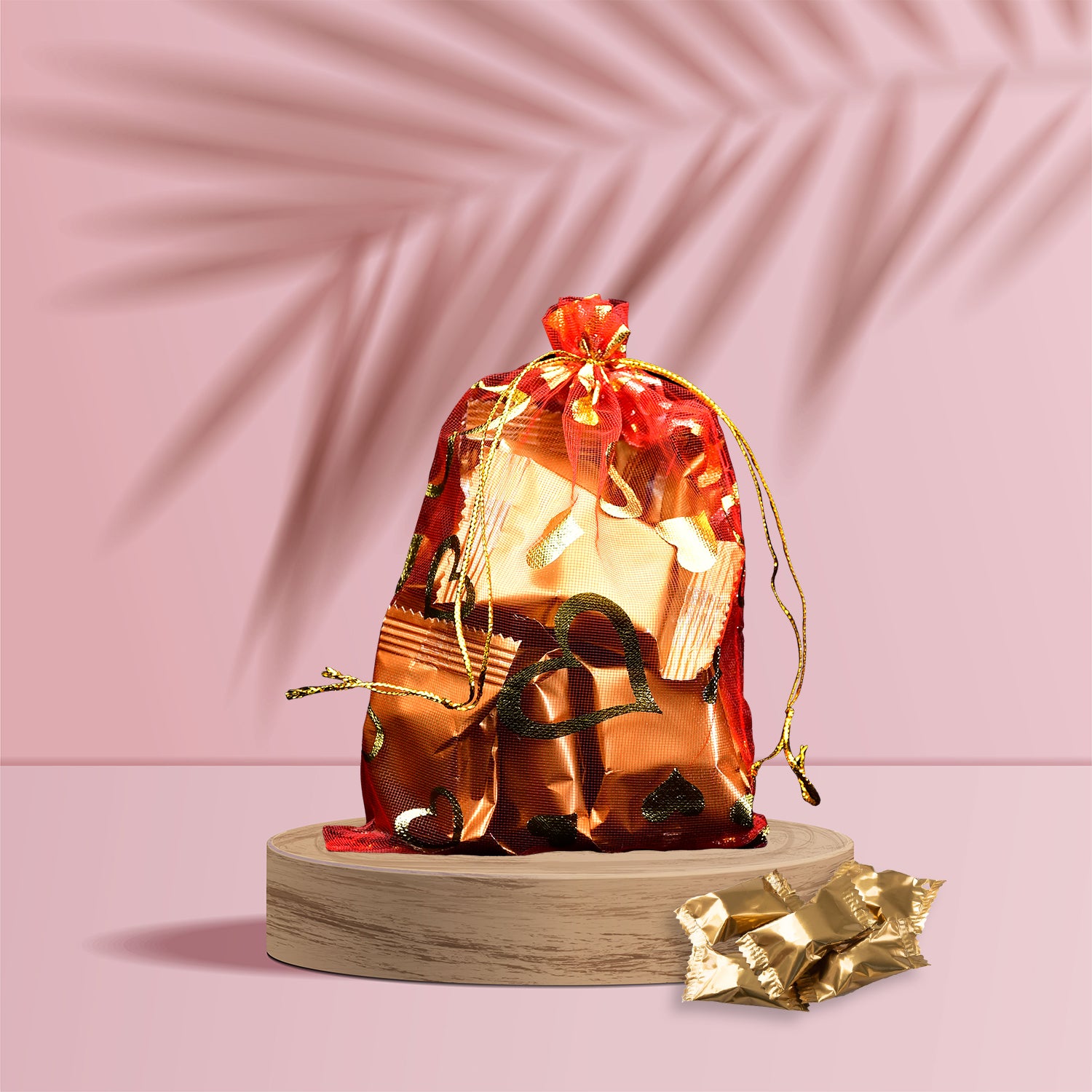Wukusy net fabric drawstring pouch for dry fruits, wedding favors, and gift packaging, made of organza with a stylish design.