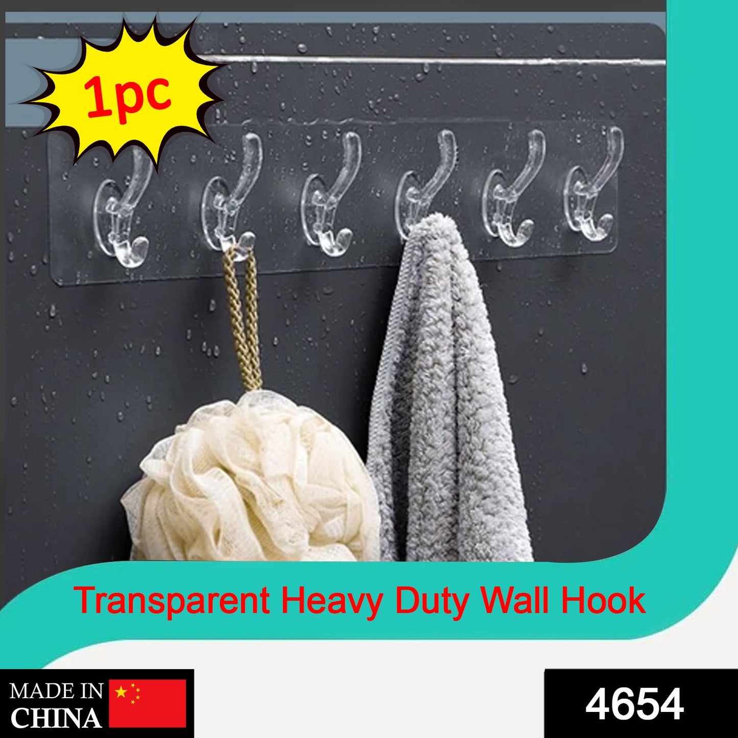 Wukusy heavy-duty transparent adhesive wall hook for home improvement, durable and suitable for hanging various items.