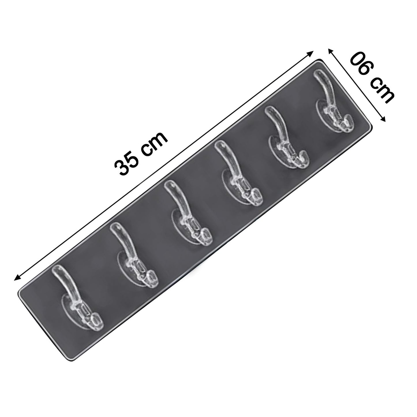 Wukusy 4654 heavy-duty transparent adhesive wall hook for home improvement, mounted on a wall with items hanging from it.