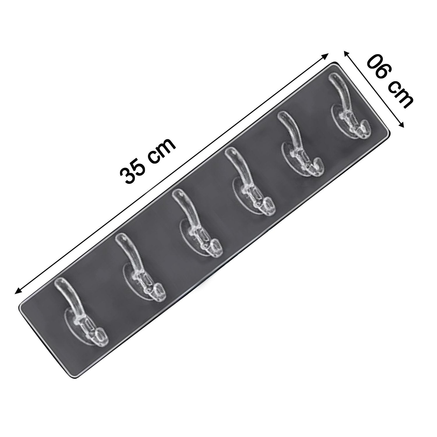 Wukusy 4654 heavy-duty transparent adhesive wall hook for home improvement, mounted on a wall with items hanging from it.