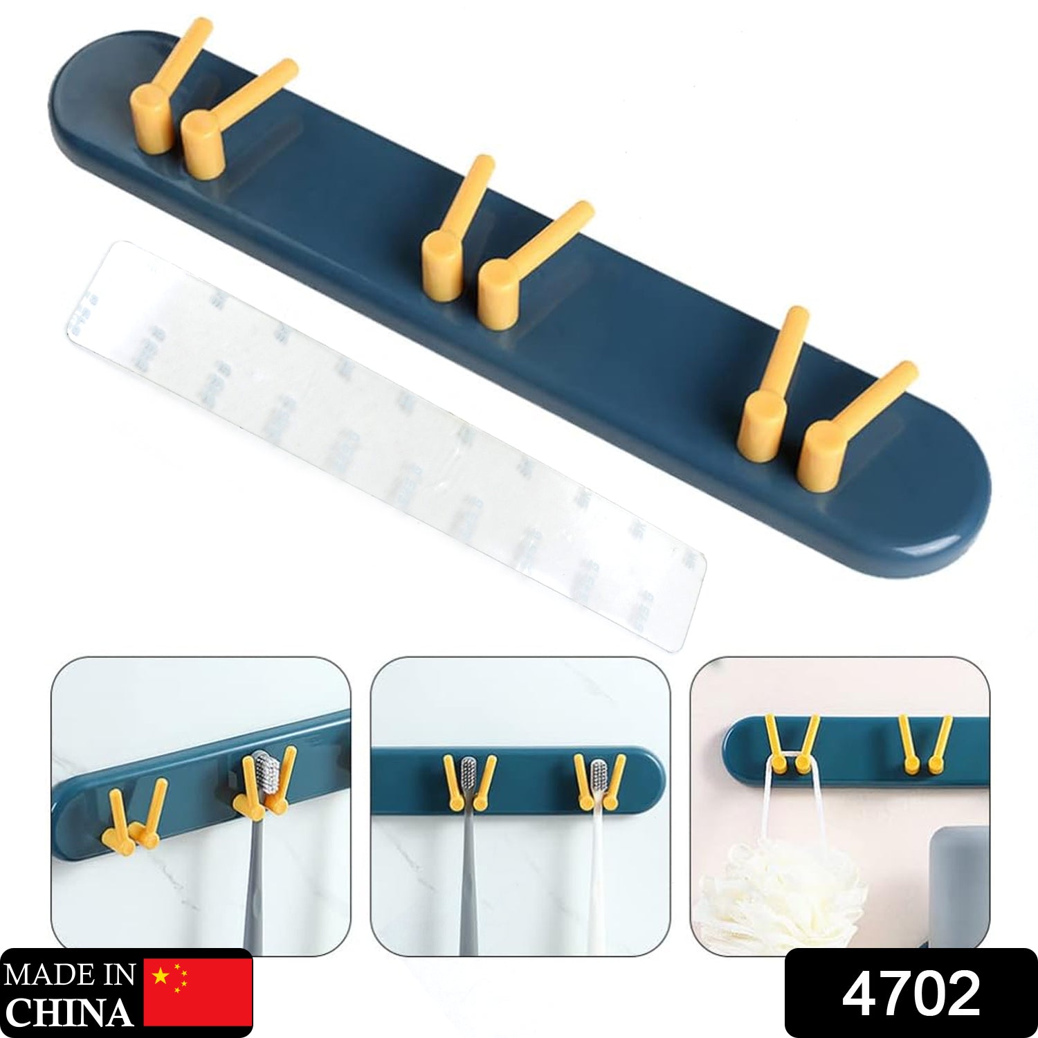 Wukusy plastic toothbrush holder and bathroom organizer with wall-mounted shelf and hooks for bathroom storage.
