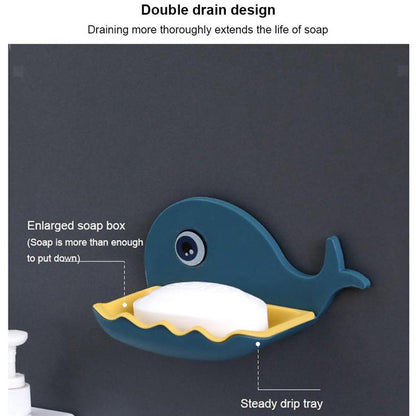 Wukusy fish-shaped soap dish holder, waterproof wall-mounted design, pack of 2, ideal for bathroom home improvement.