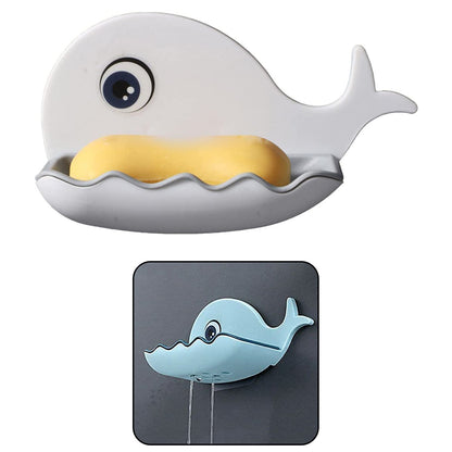 Wukusy fish shape soap dish holder, waterproof wall-mounted soap holder for bathroom, pack of 2, in a home improvement setting.
