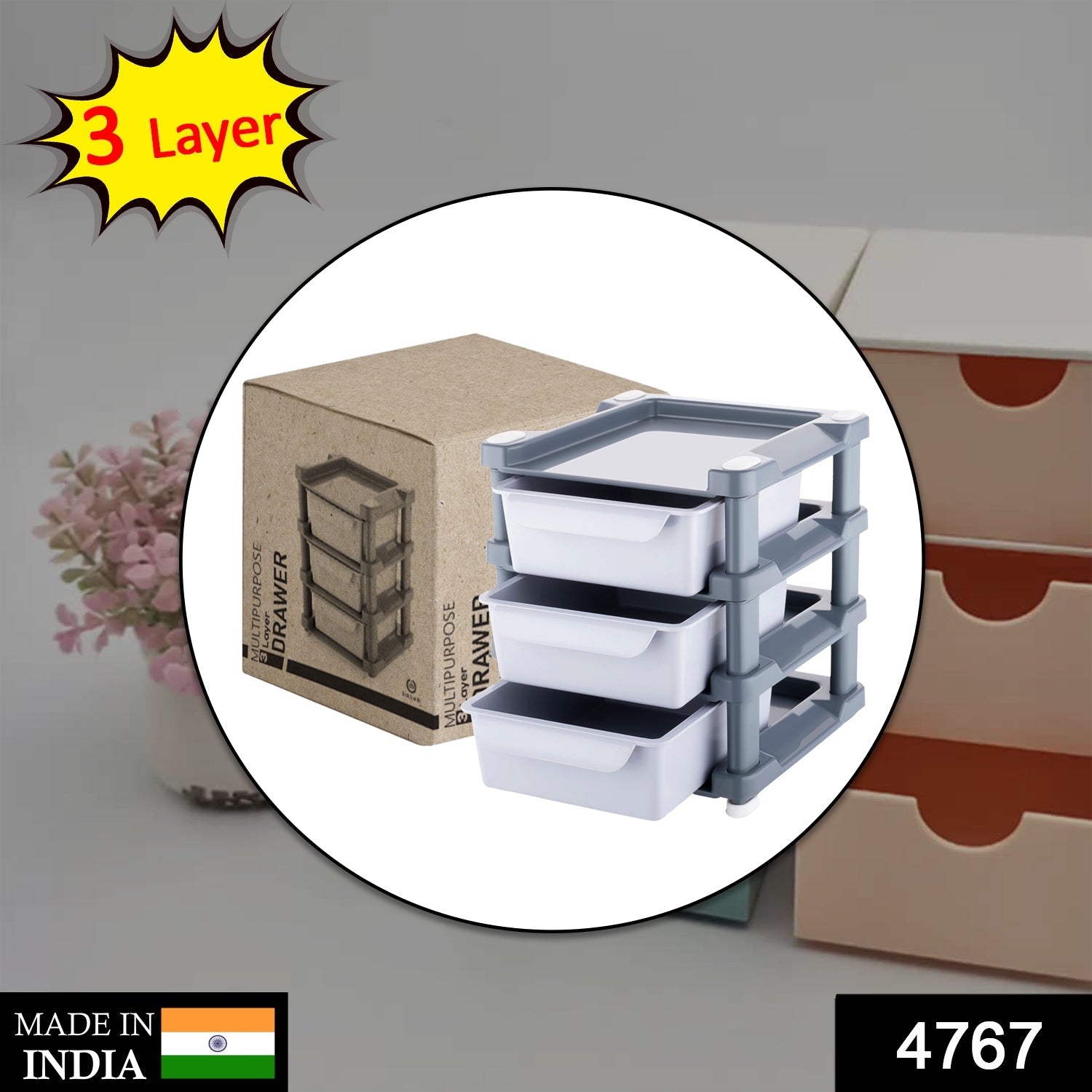 Wukusy mini 3-layer drawer for storing makeup tools and kits, ideal for women's and ladies' home organization.