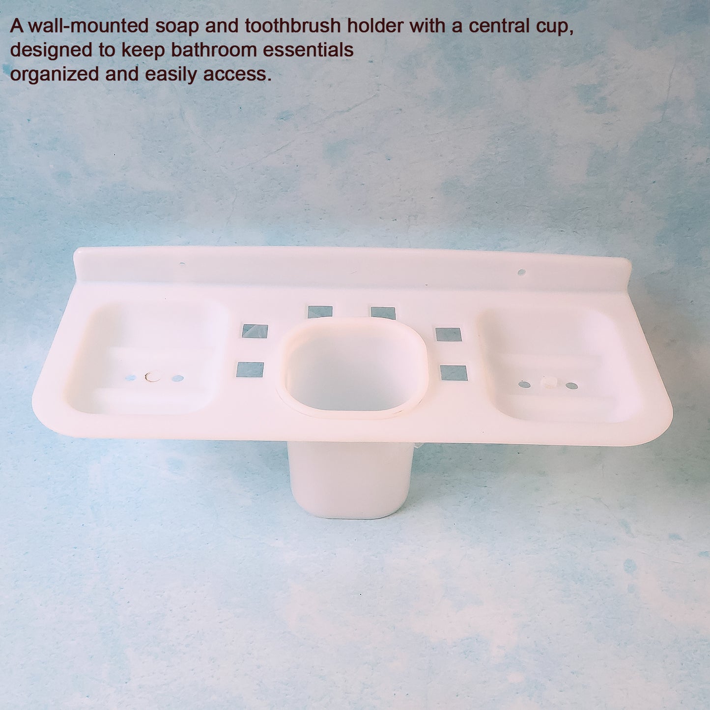 Wukusy 4-in-1 plastic soap dish and tray for bathroom and kitchen, with drainage holes and multiple compartments.