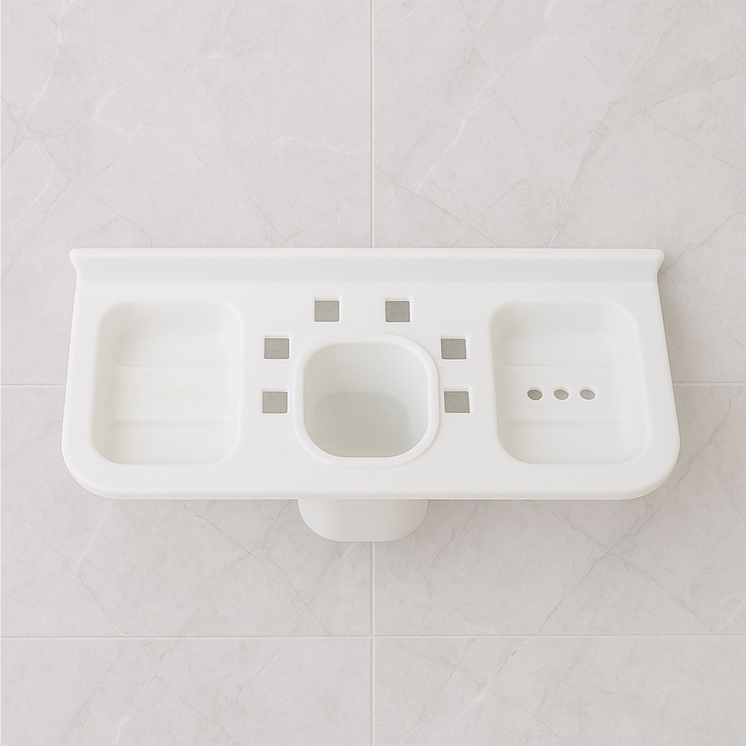 Wukusy 4-in-1 plastic soap dish and tray for bathroom and kitchen, featuring multiple compartments for soap and accessories.