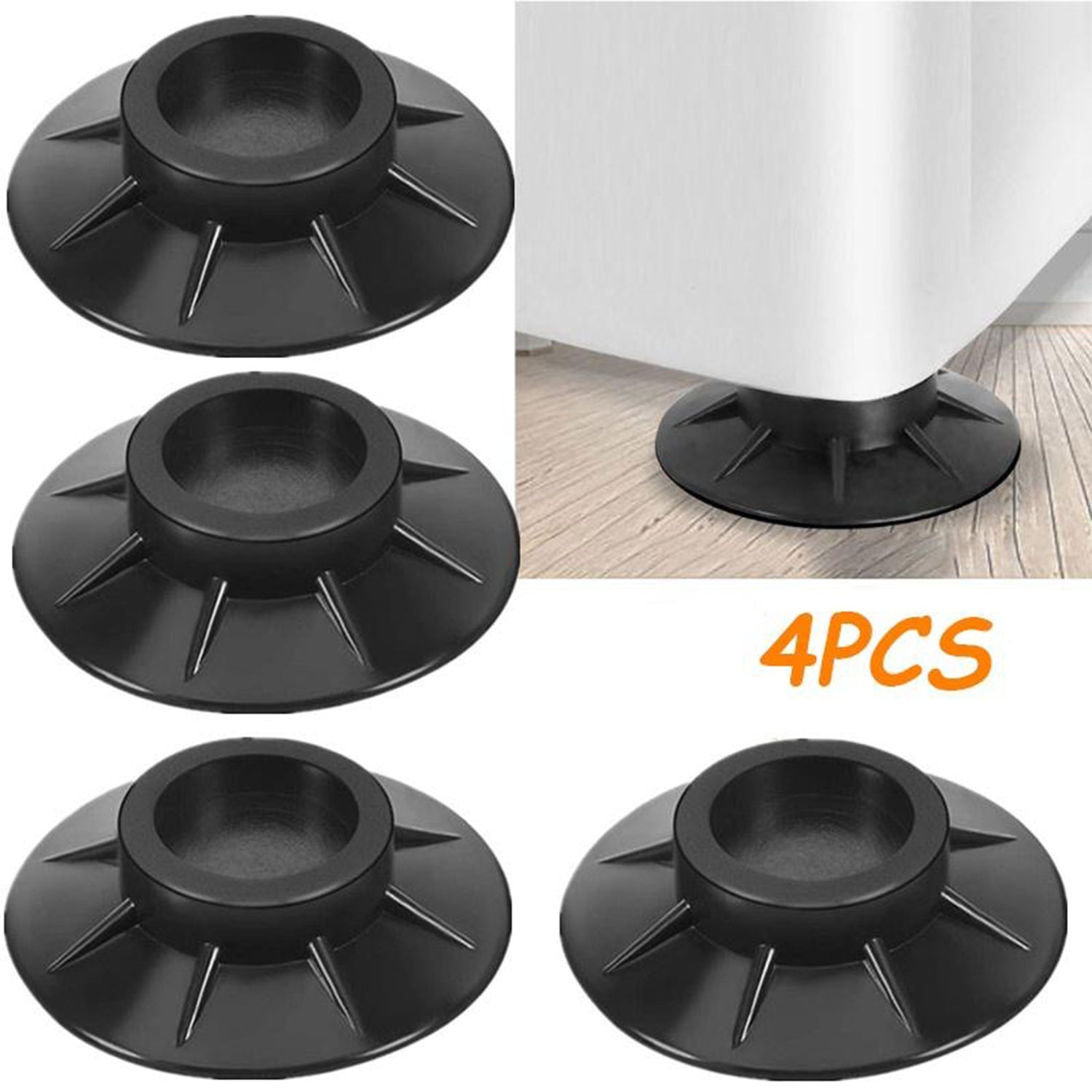 Wukusy 4-piece furniture vibration pads supporting tables and stools in home, office, and other settings.