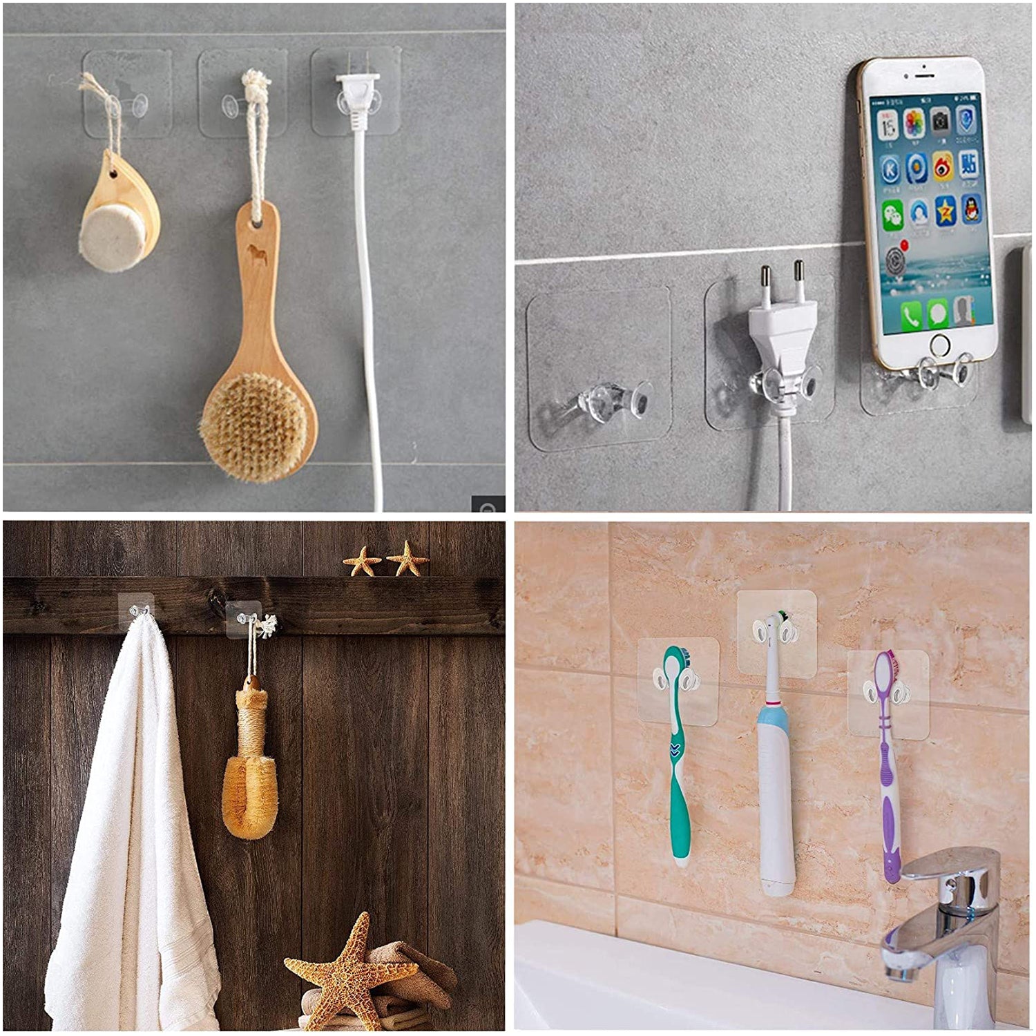 Wukusy 4861 transparent multi-function wall storage hooks for home organization and wall mounting.