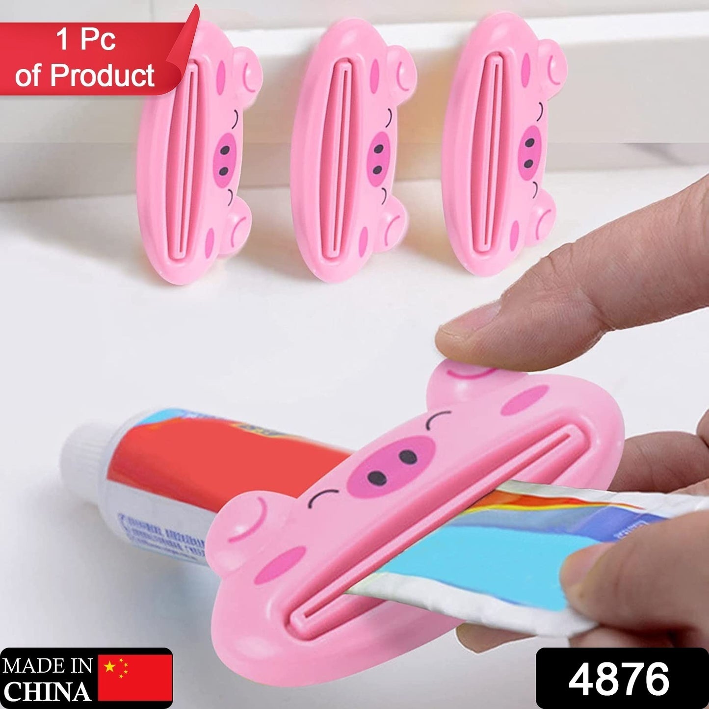 Wukusy 3.5-inch animal-shaped toothpaste tube squeezer clip for extruding toothpaste, facial wash, or tomato sauce in a home improvement setting.