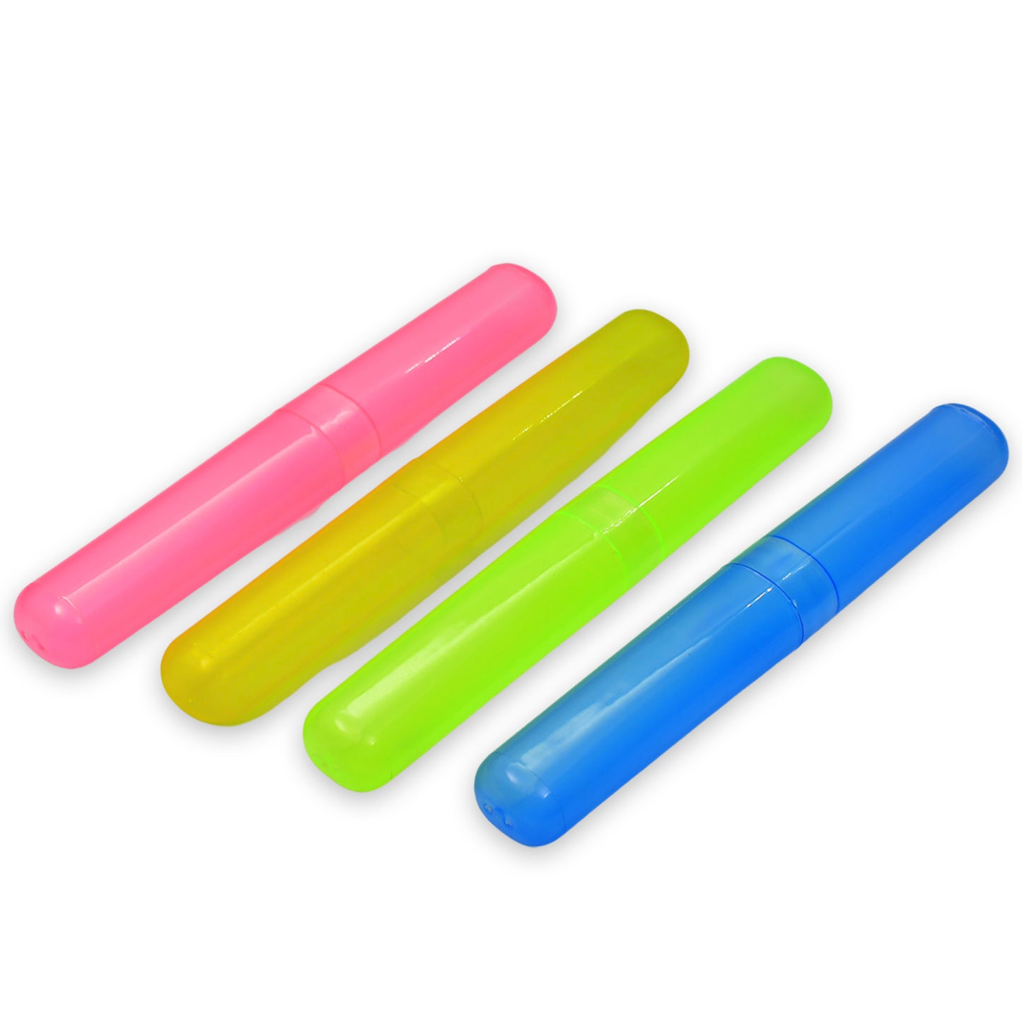 Wukusy 4-pack plastic toothbrush covers with anti-bacterial design, travel cases for toothbrush protection and hygiene.