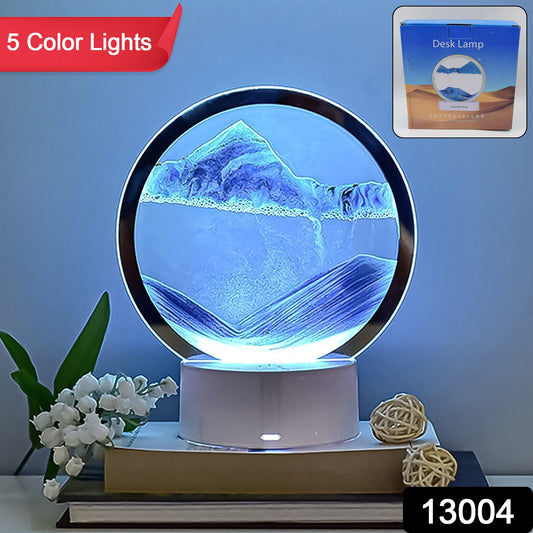 Wukusy 5-color light-moving sand art picture for home decor, featuring vibrant flowing sand in a decorative display.