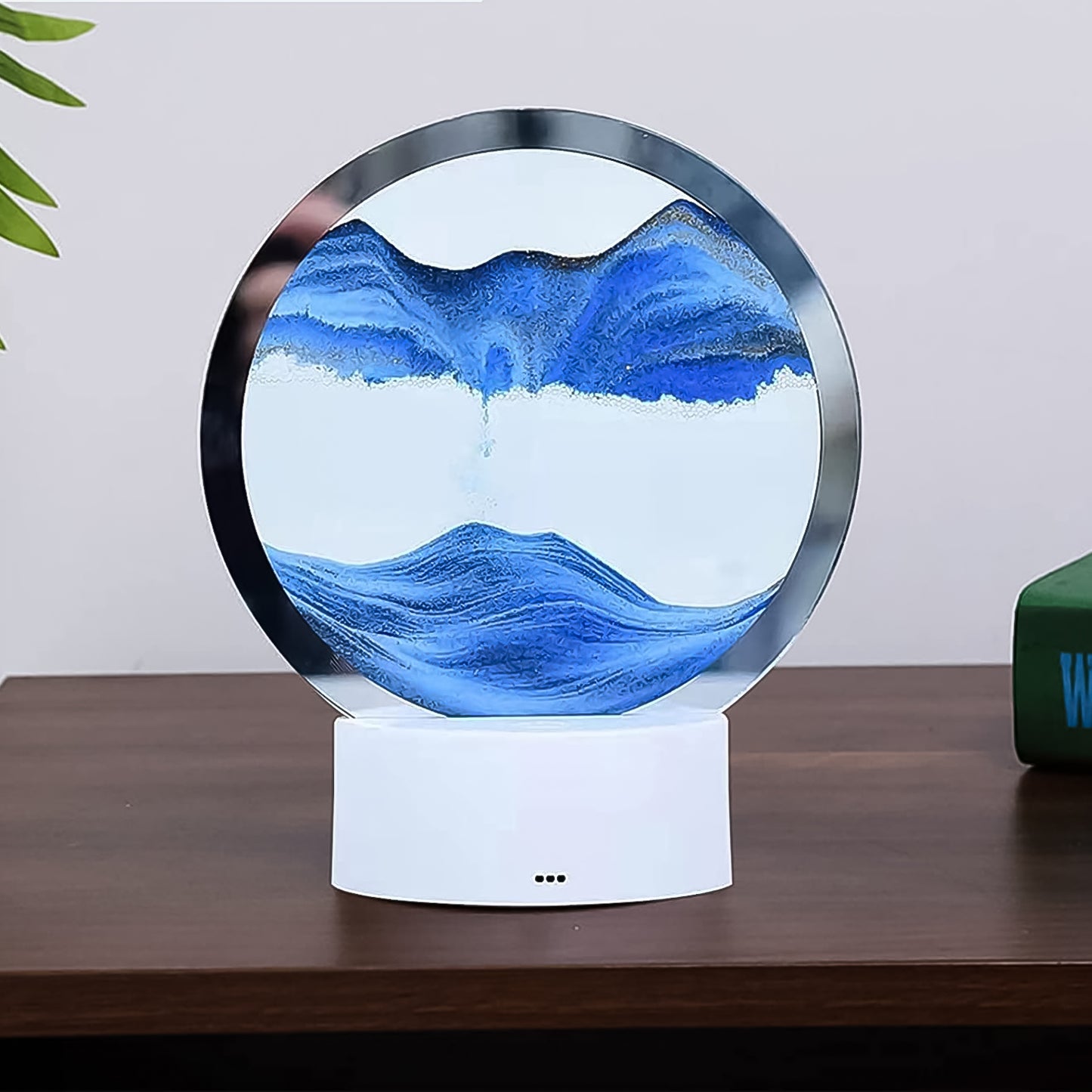 Wukusy 5-color light moving sand art picture for home decor, featuring vibrant shifting sand patterns in a sleek frame.
