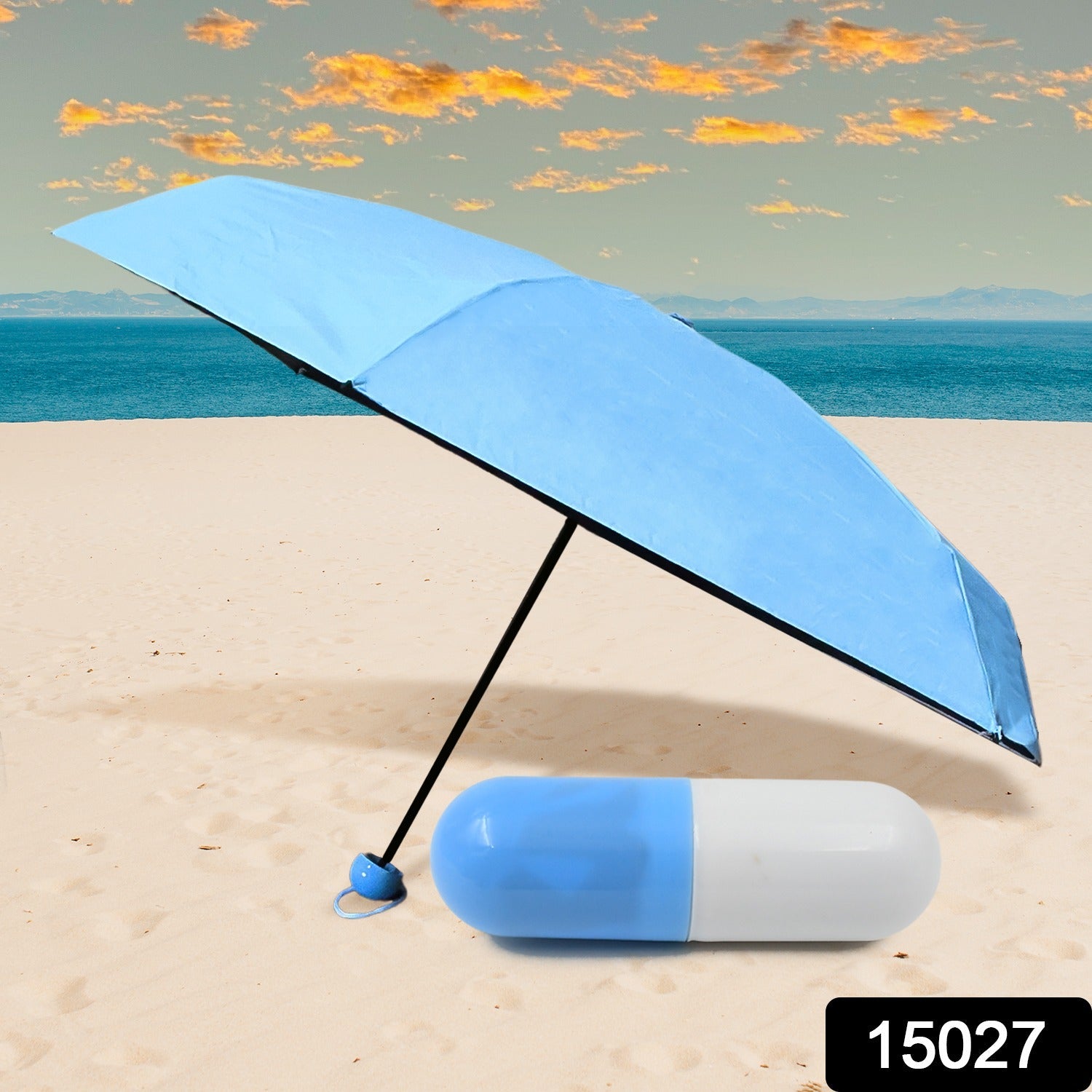 Wukusy 5-fold manual open umbrella with capsule case, compact design for home improvement and rainy days.