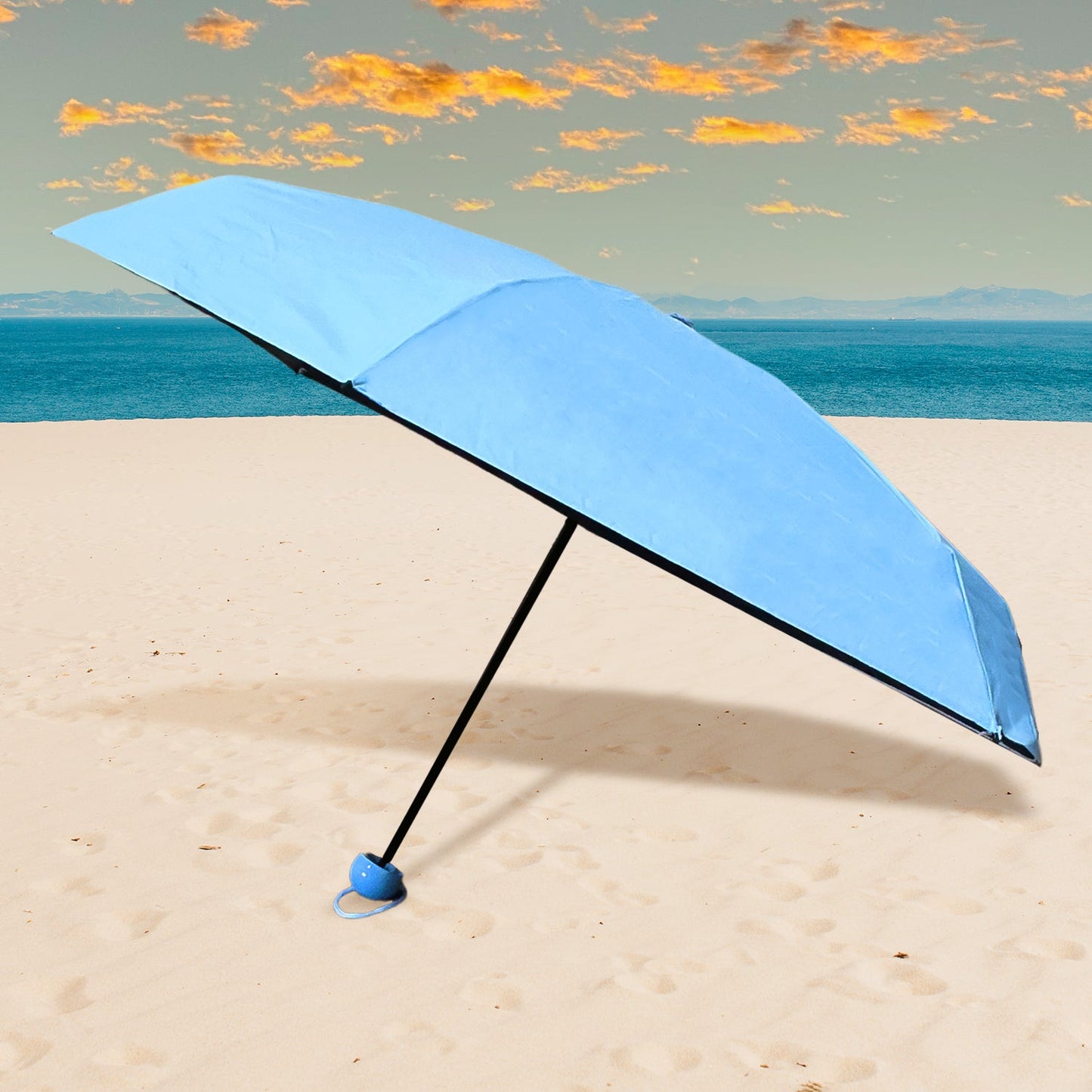 Wukusy 5-fold manual open umbrella with capsule case, compact and portable for home improvement and rainy weather.