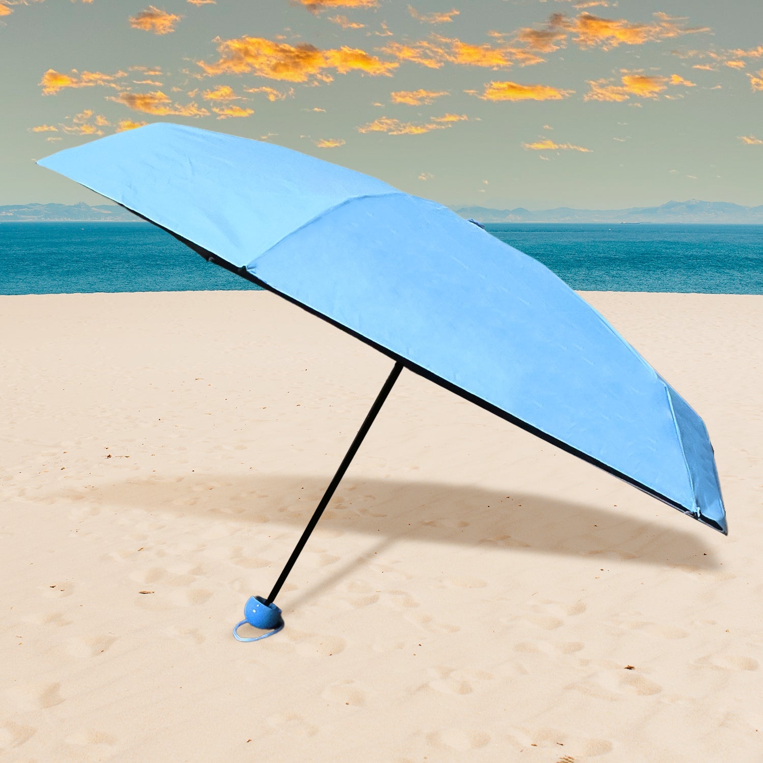 Wukusy 5-fold manual open umbrella with capsule case, compact and portable for home improvement and rainy weather.