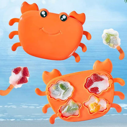 Wukusy crab-shaped silicone ice cream mold for making popsicles, ideal for children’s frozen treats in household freezer.