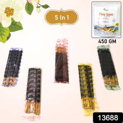 Wukusy 5in1 Pancham Premium Agarbatti incense sticks in a 450g pack, ideal for home fragrance and spiritual use.