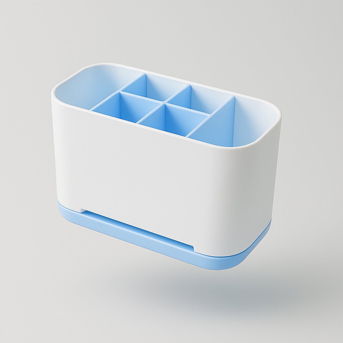 Wukusy 6-compartment plastic organizer stand for toothbrushes and bathroom essentials, versatile home improvement caddy.