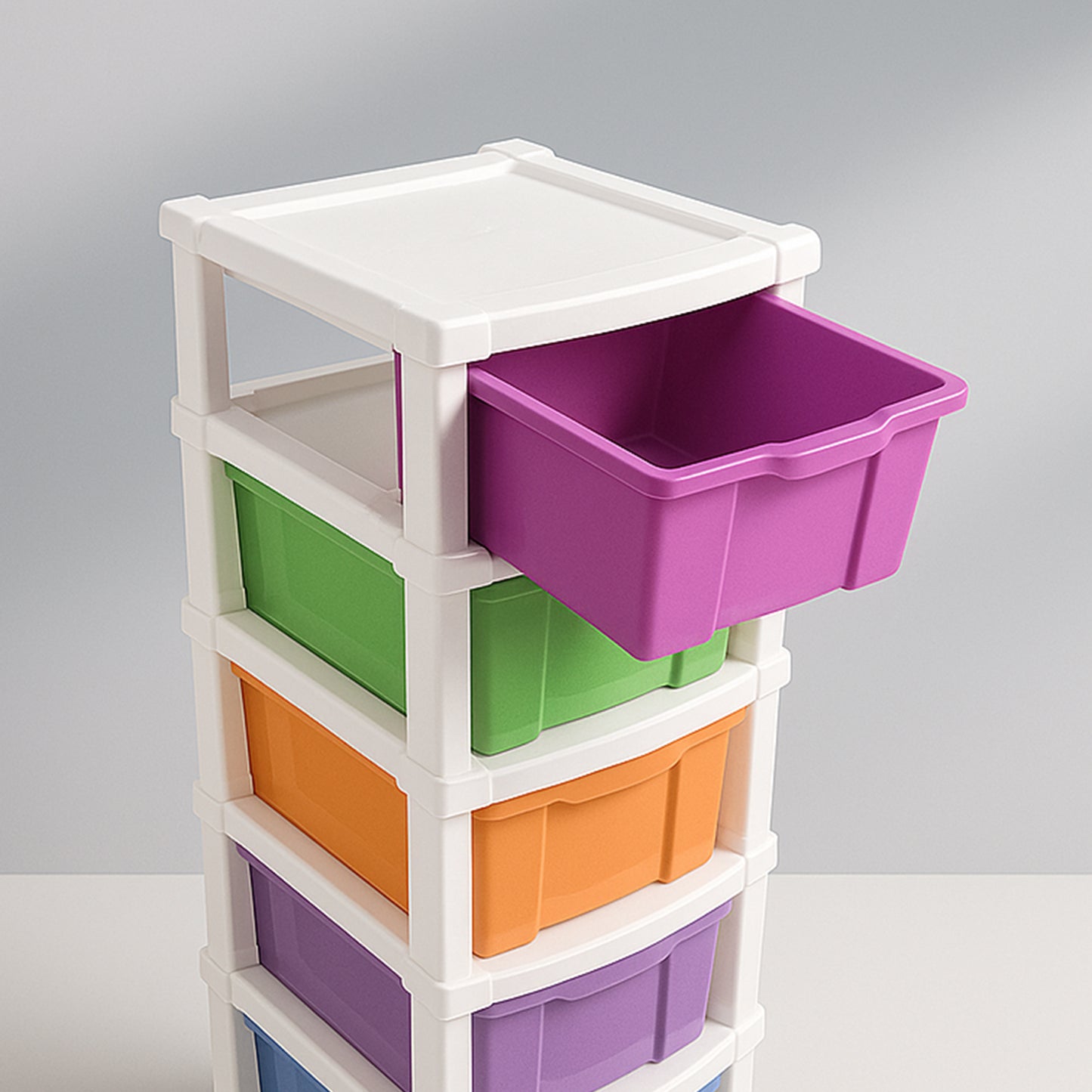 Multi-colored 6-layer plastic storage drawer cabinet by Wukusy for home organization and home improvement.
