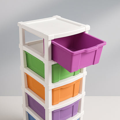 Multi-colored 6-layer plastic storage drawer cabinet by Wukusy for home organization and home improvement.