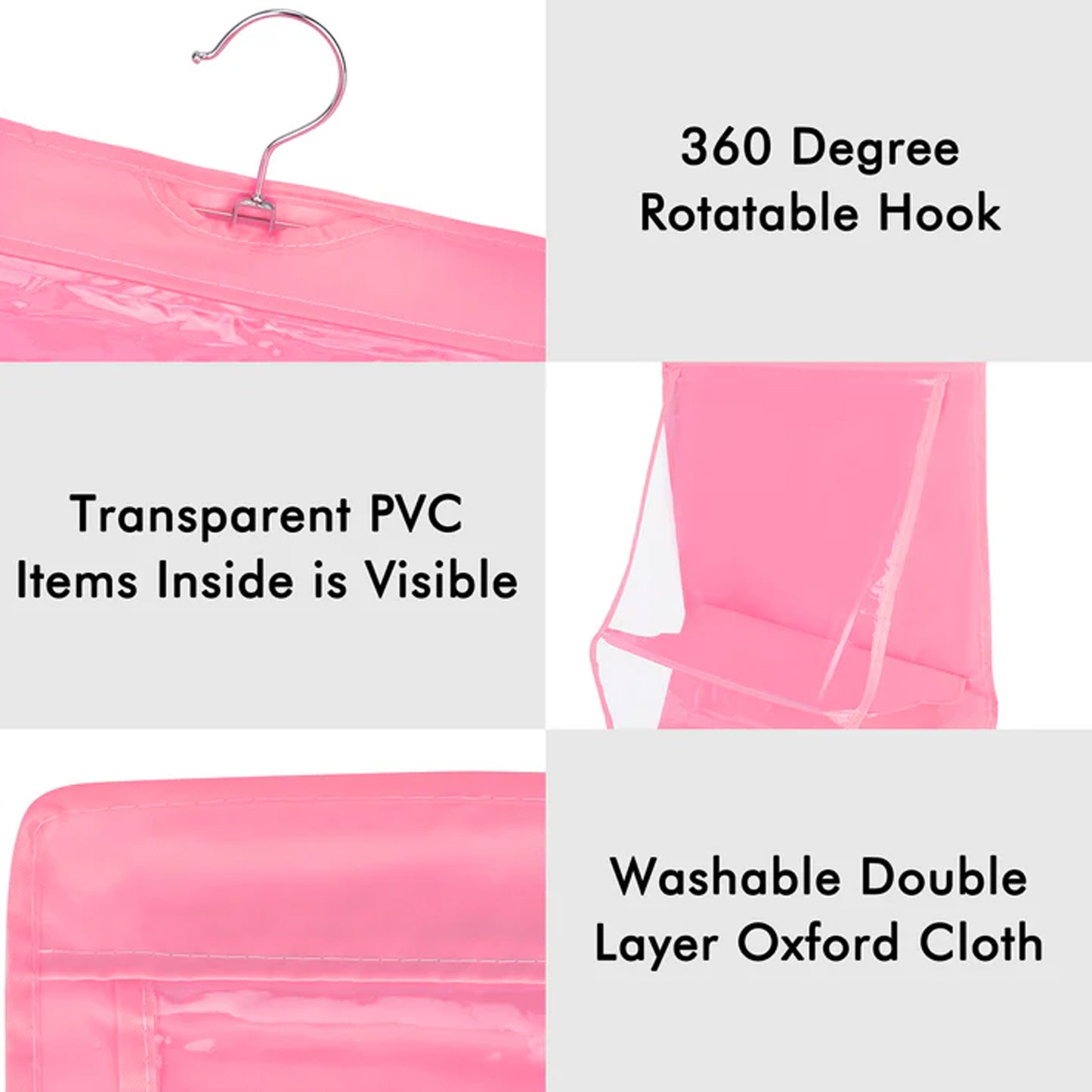 Clear hanging purse organizer with 6 pockets from Wukusy, designed for home storage and easy access to handbags.