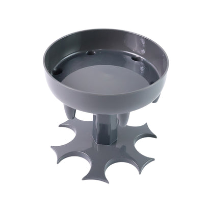 Wukusy 6-port drink dispenser stand for home improvement, made of durable material, holding multiple beverage containers securely.