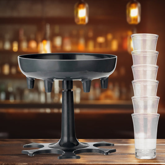 Six Wukusy glass shot dispensers with tray, set of 6, designed for home improvement and beverage serving.