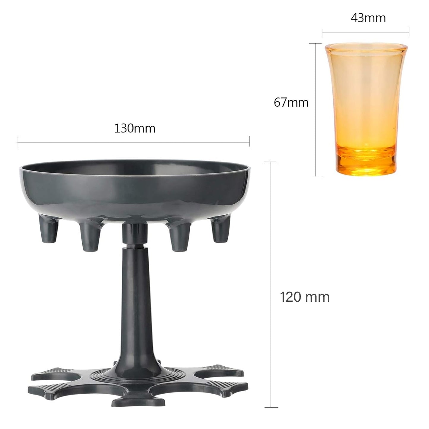 Set of six Wukusy glass shot dispensers with tray for home improvement, showcasing clear glass shot glasses with matching tray.