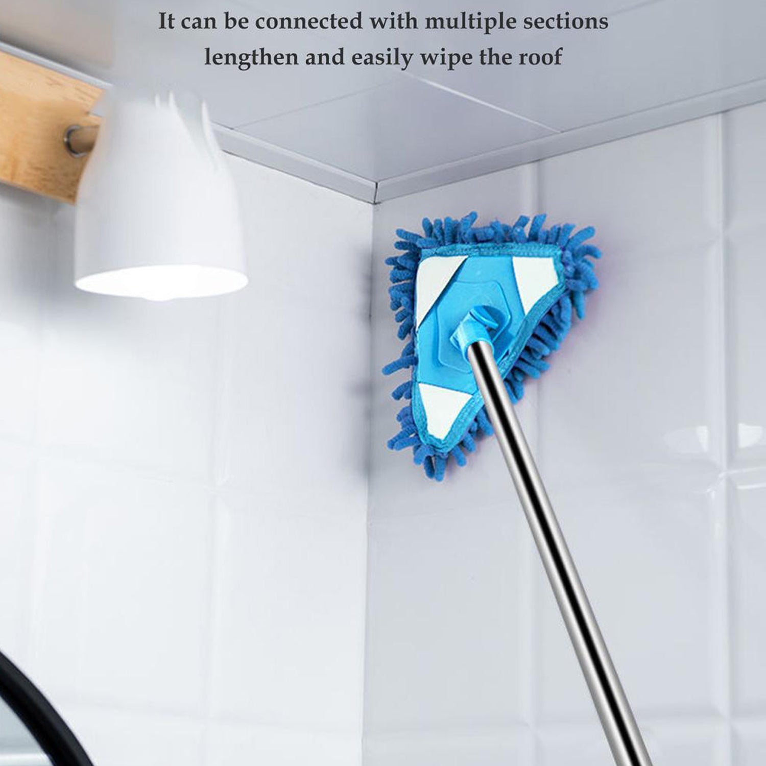 Wukusy stainless steel triangle mop for cleaning dusty, wet floors and tiles in home improvement projects.