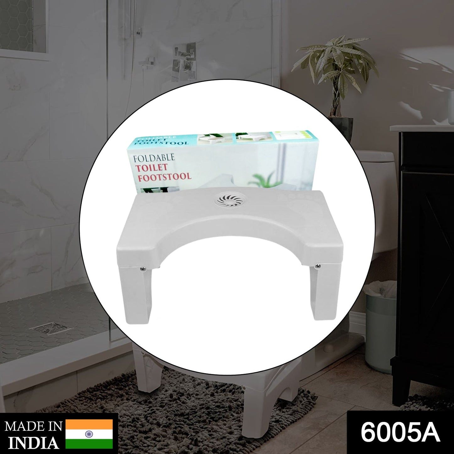 White Wukusy 6005a plastic non-slip folding toilet squat stool for improved bathroom hygiene and comfort.