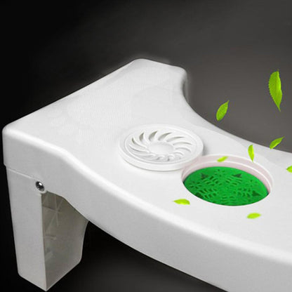 White plastic non-slip folding toilet squat stool by Wukusy, designed for bathroom home improvement and added comfort.