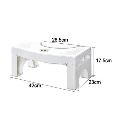 White plastic non-slip folding toilet squat stool by Wukusy, designed for comfortable bathroom use and stability.