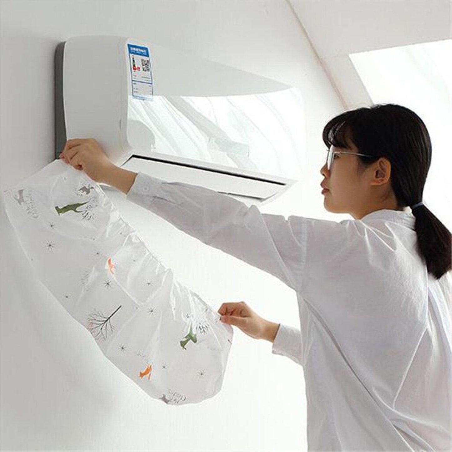 Wukusy waterproof folding air conditioning dust cover for home improvement, protects AC units from dust and moisture.