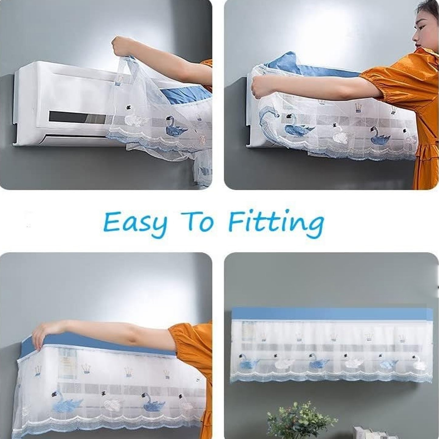 Wukusy 6082 AC dust cover for indoor split air conditioners, foldable, washable, dustproof, designed for 1-ton units.