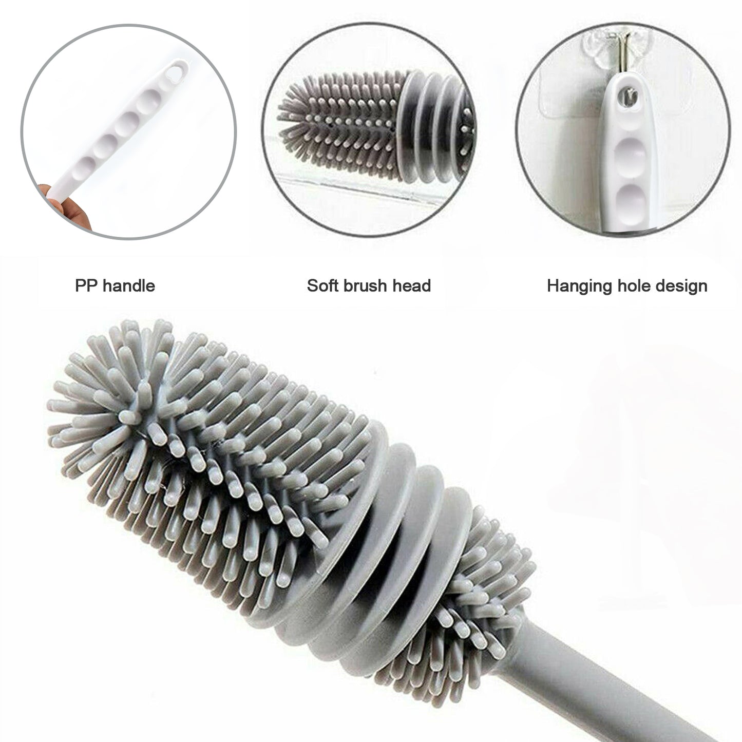 Wukusy bottle cleaning brush for household use, suitable for cleaning bottles and kitchen utensils for food preparation.