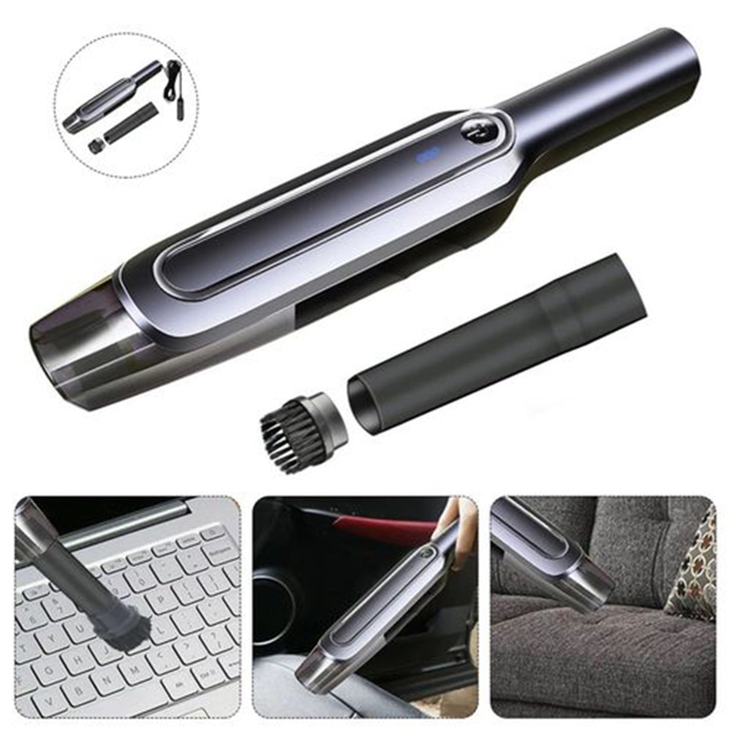 Wukusy portable wireless vacuum cleaner with high power and strong suction, handheld design for home and car cleaning.
