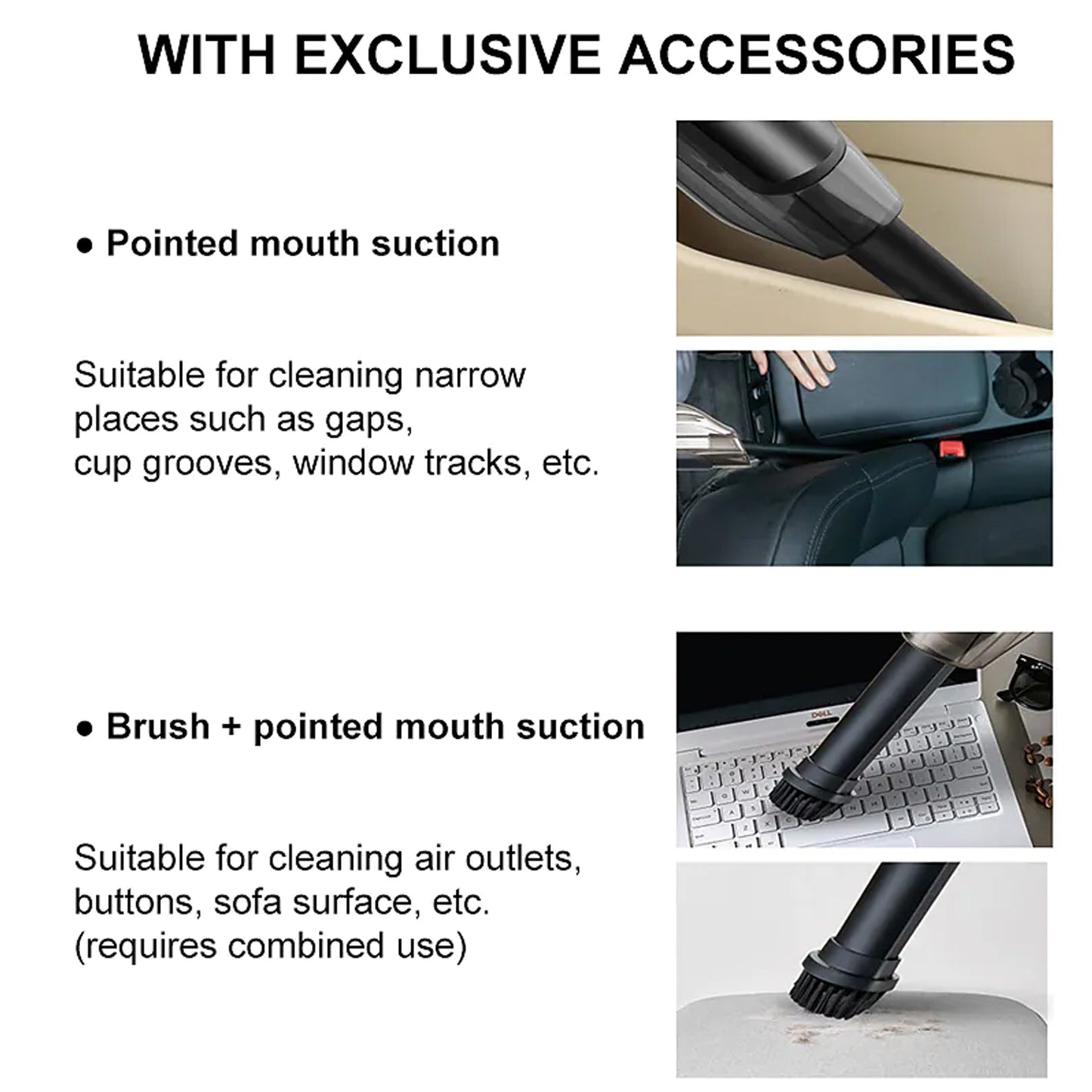 Wukusy portable handheld vacuum cleaner with wireless USB, high power, strong suction for home and car cleaning.
