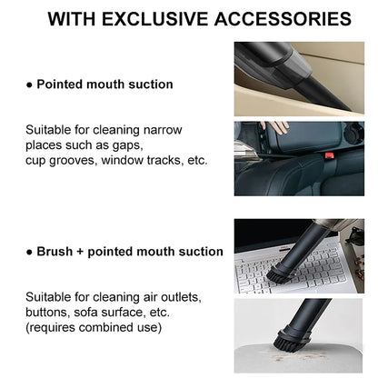 Wukusy portable handheld vacuum cleaner with wireless USB, high power, strong suction for home and car cleaning.