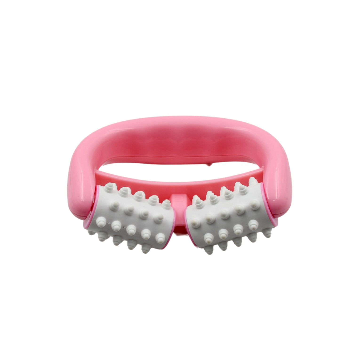 Wukusy manual massage roller with round handle and plastic 2 rollers for cellulite, muscle pain relief, and relaxation on legs, arms, and back.