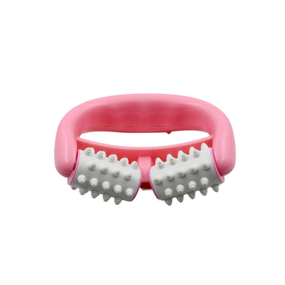 Wukusy manual massage roller with round handle and plastic 2 rollers for cellulite, muscle pain relief, and relaxation on legs, arms, and back.