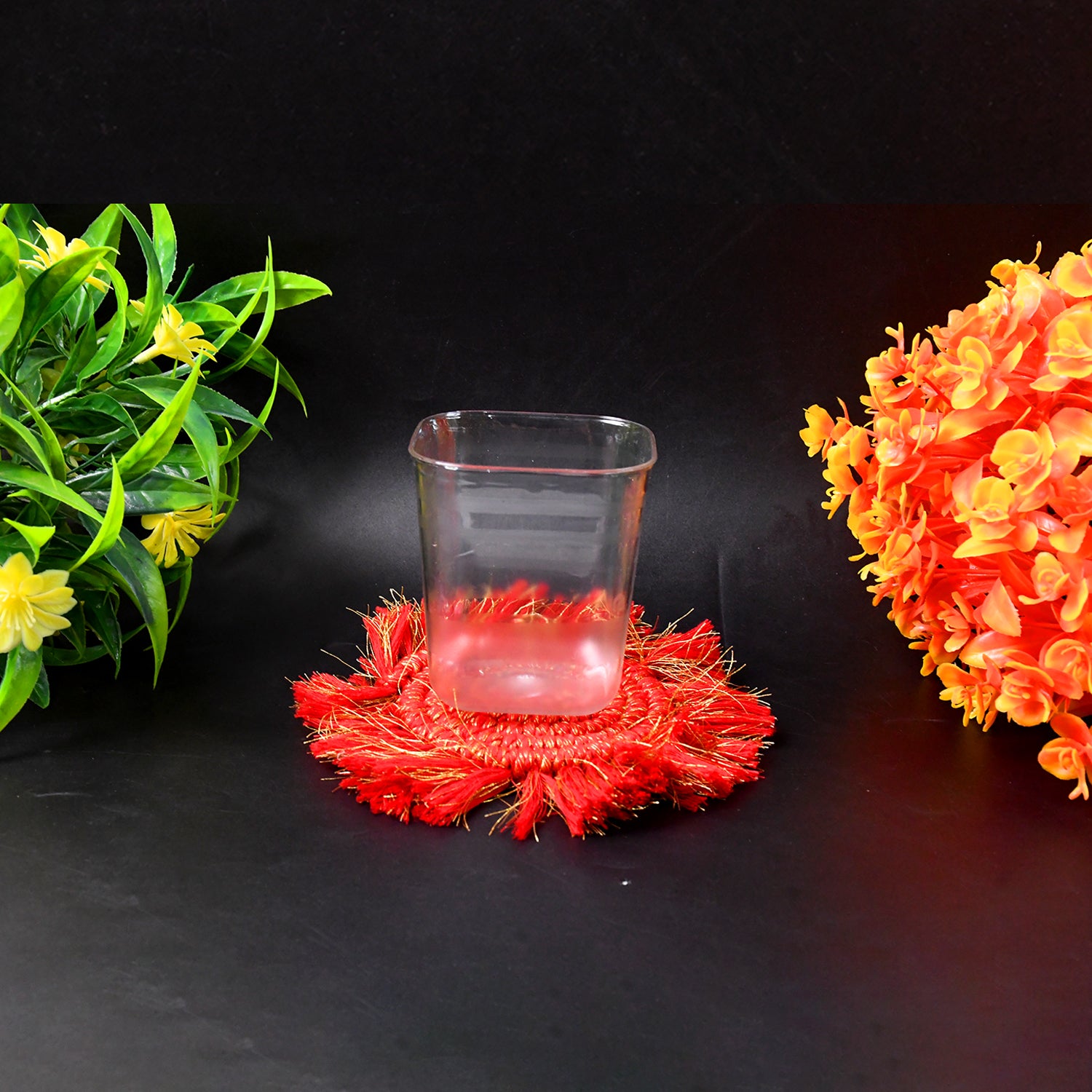 Six transparent Wukusy diamond medium serving glasses for water, juice, and beverages in a home improvement setting.