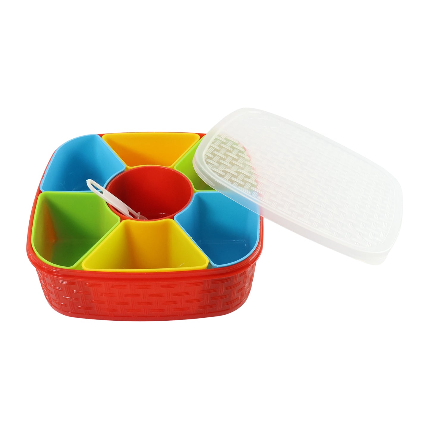 Wukusy 7-in-1 dry fruit snack box with spoon, compact storage container for healthy snack servings, ideal for home use.
