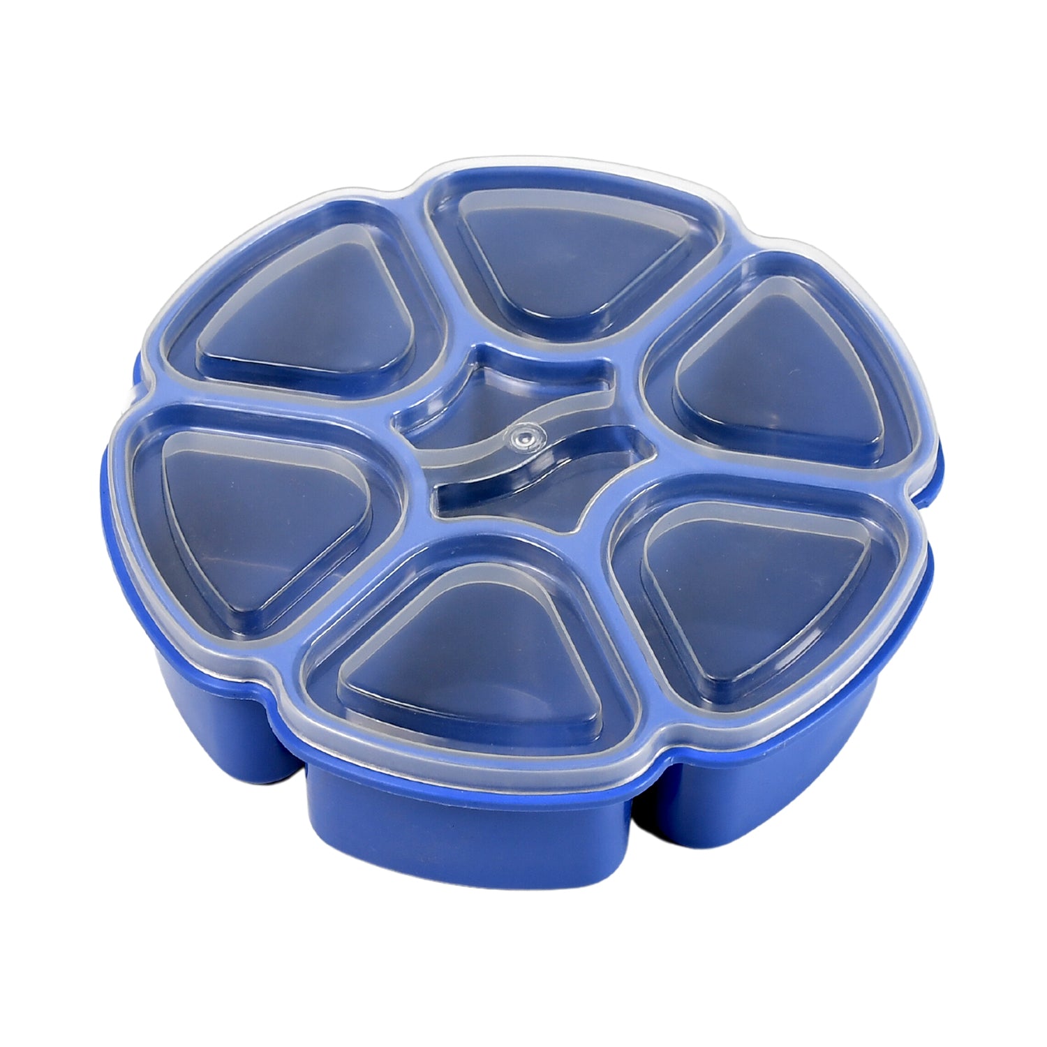 Wukusy 7185 plastic multipurpose spice box with 7 sections, ideal for kitchen masala storage and home organization.