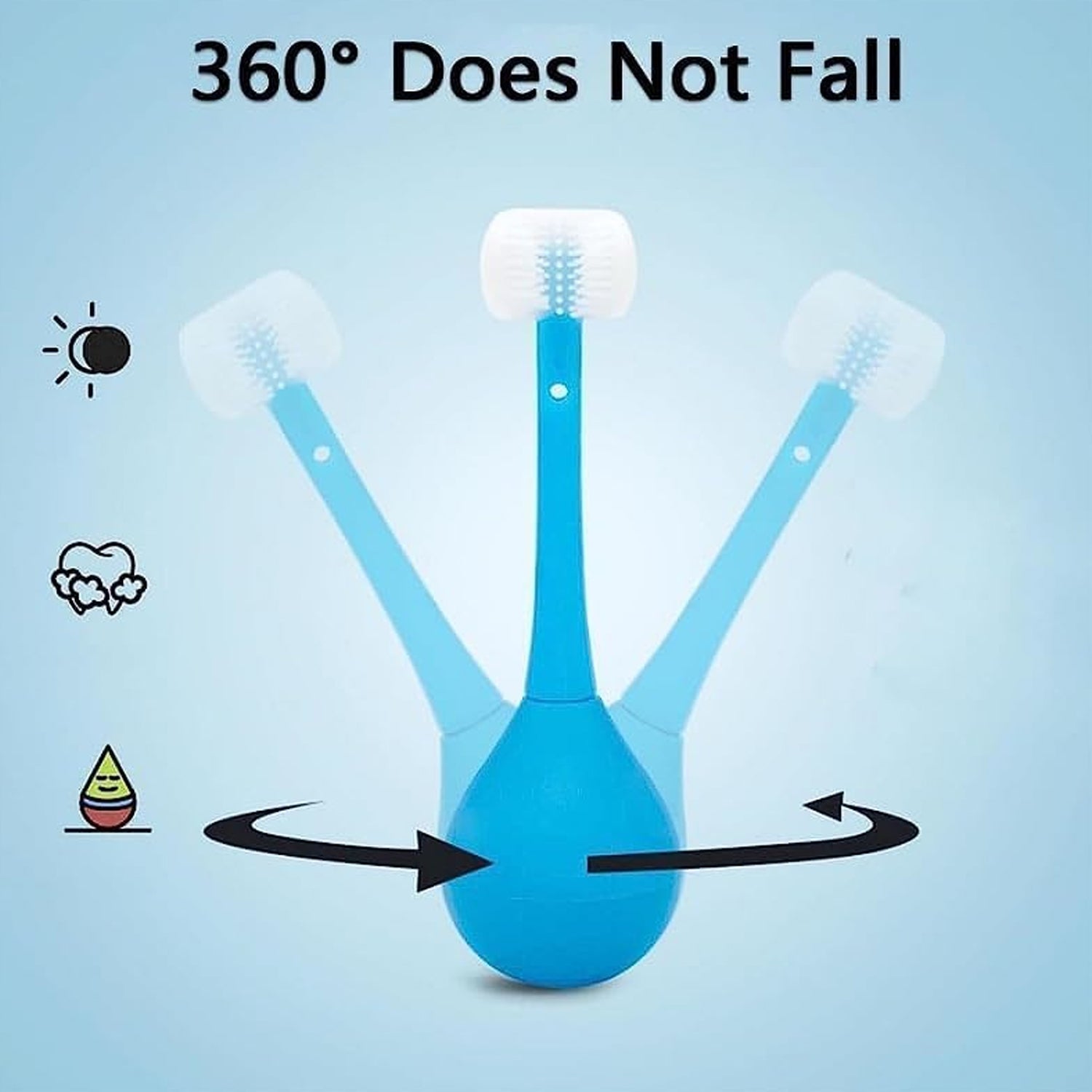 Wukusy toddler toothbrush with soft bristles, 3-sided training brush, silicone head, designed for children aged 2-12.