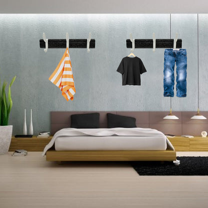 Wukusy 7571 cloth hanger wall door hook rack with six hooks for hanging clothes, jackets, hats, and accessories on walls or doors.