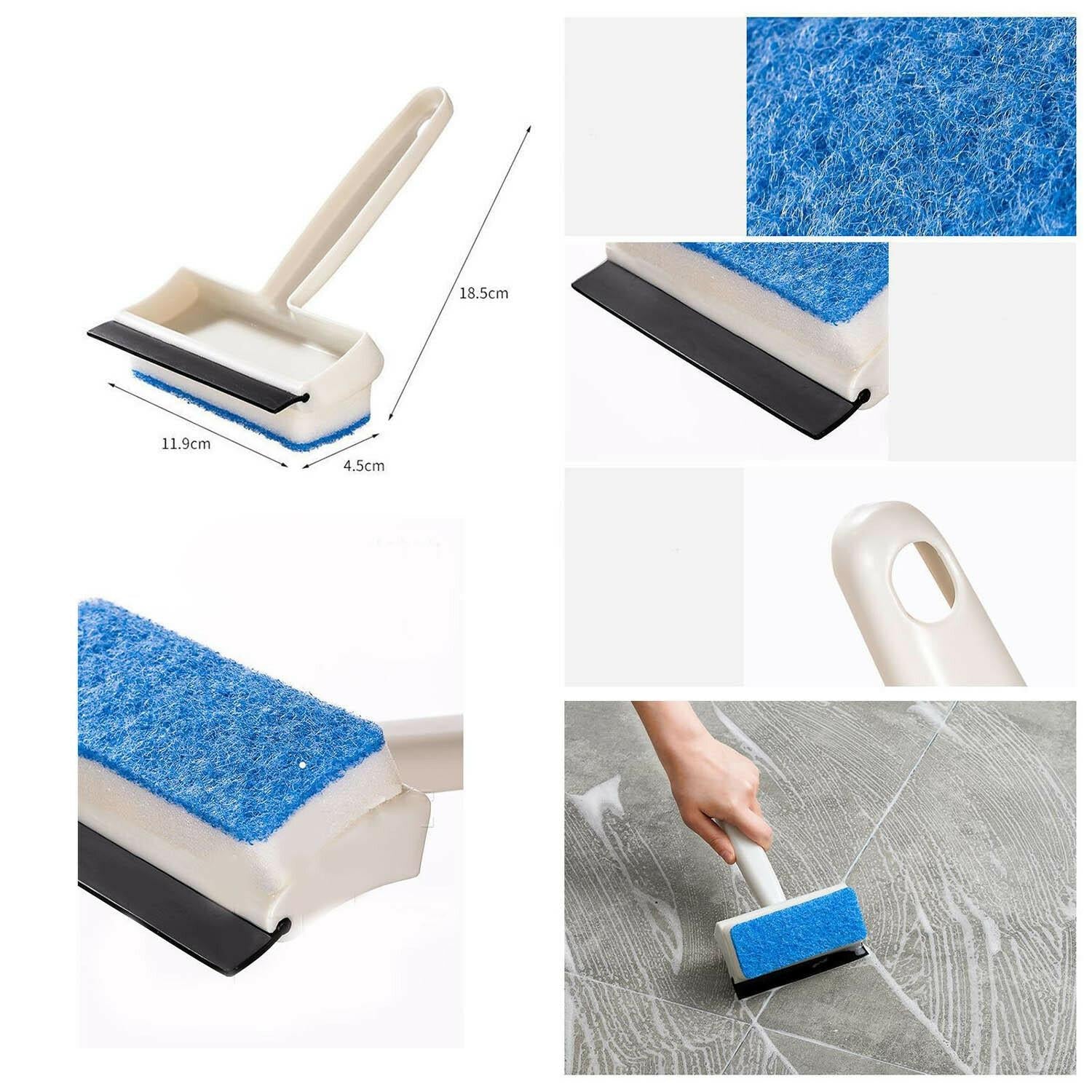 Wukusy 2-in-1 glass wiper and cleaning brush for mirrors, tiles, and windows, featuring double-sided design for bathroom and home use.