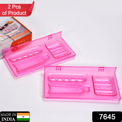 Wukusy 3-in-1 glass soap dish with stand, part of Pure Source India bathroom ware collection, suitable for modern home bathrooms.